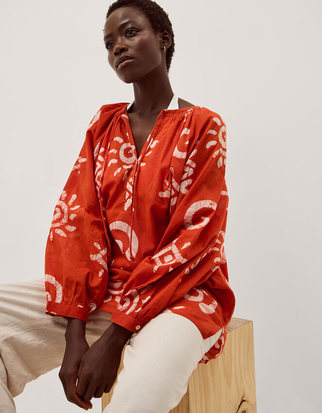Mafalda Sun Print Mini Kaftan, Orange (ORANGE), large