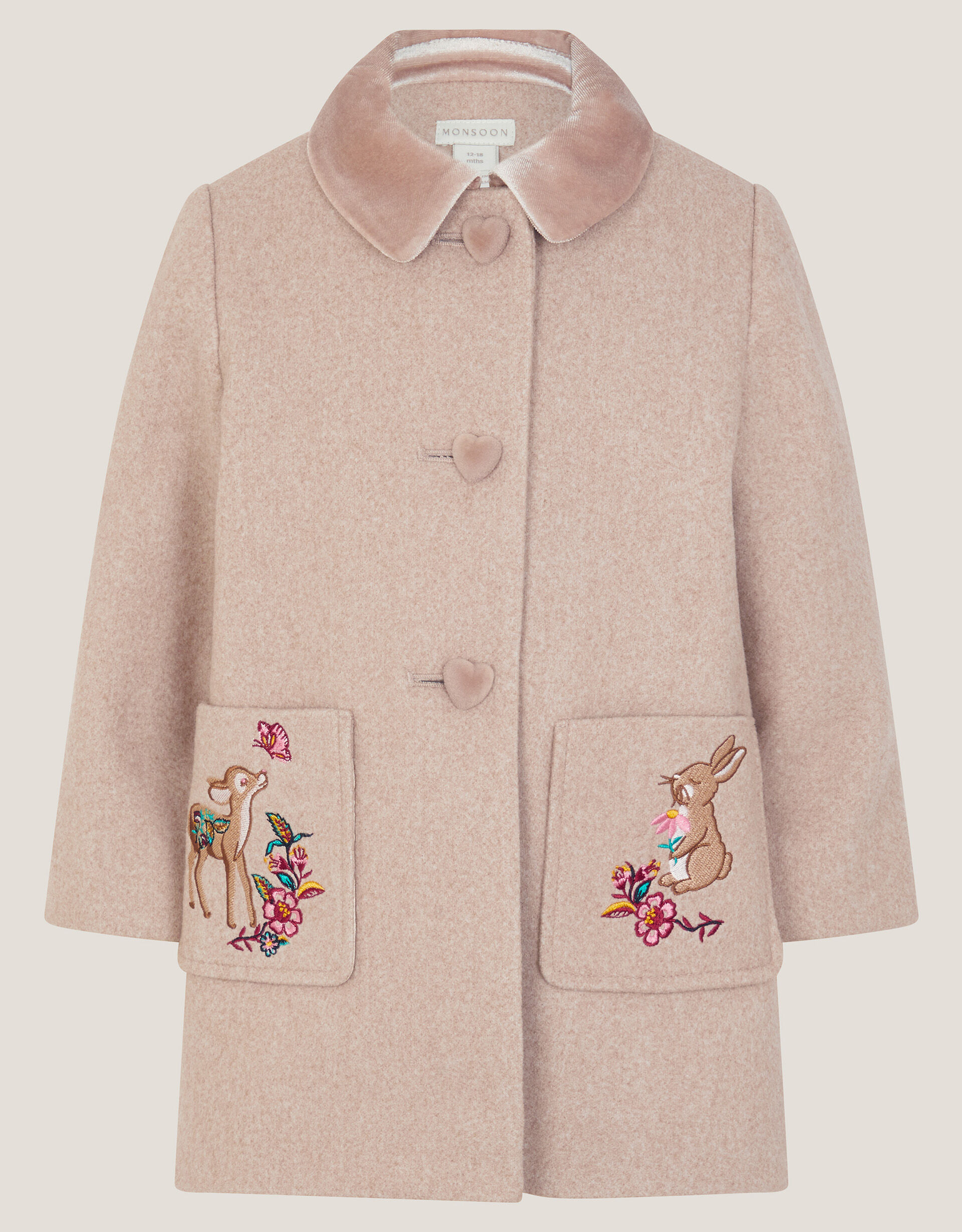 Baby Embroidered Pocket Coat Camel
