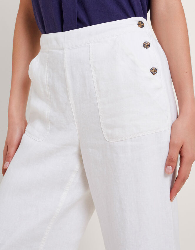 Parker Short-Length Linen Trousers, White (WHITE), large