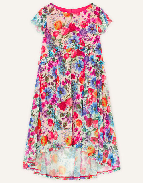 Floral Print Lace Net Dress, Multi (MULTI), large