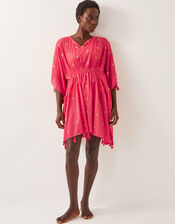 Ivy Palm Embroidered Kaftan, Orange (CORAL), large