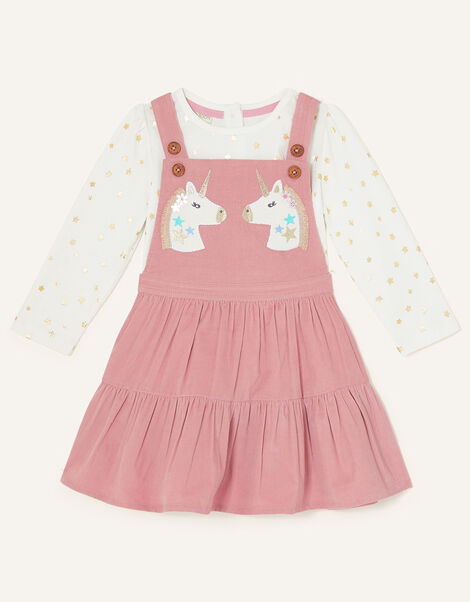 Baby Unicorn Pinny Dress and Top Set Pink, Pink (PINK), large