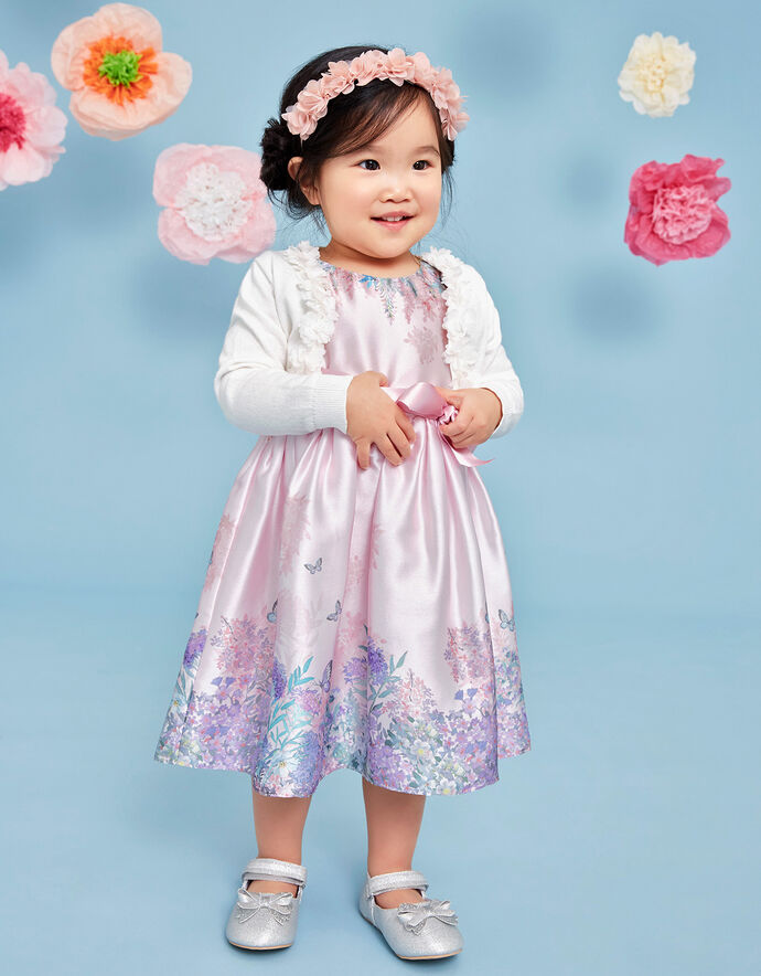 Asmaani Baby Girl's Peach Colour Satin A-Line Maxi Full Length Dress (AS-DRESS-22086) main image 0