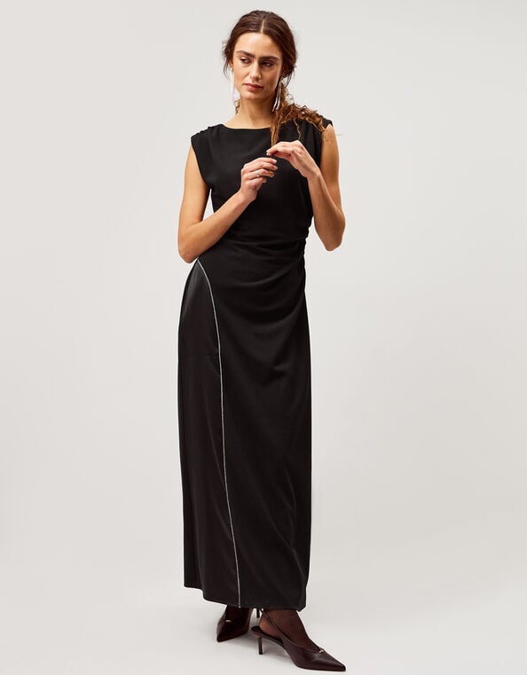 Tansy Sparkle Trim Jersey Maxi Dress, Black (BLACK), large