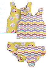 Frugi Tegan Printed Reversible Tankini Set, Yellow (YELLOW), large