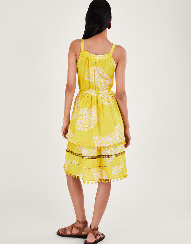 Halter Yellow Plaid Ruffled A-line Long Dress main image 0