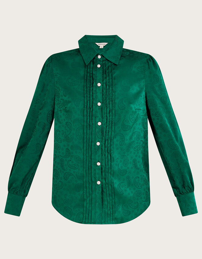 Sophia Satin Print Blouse , Green (GREEN), large