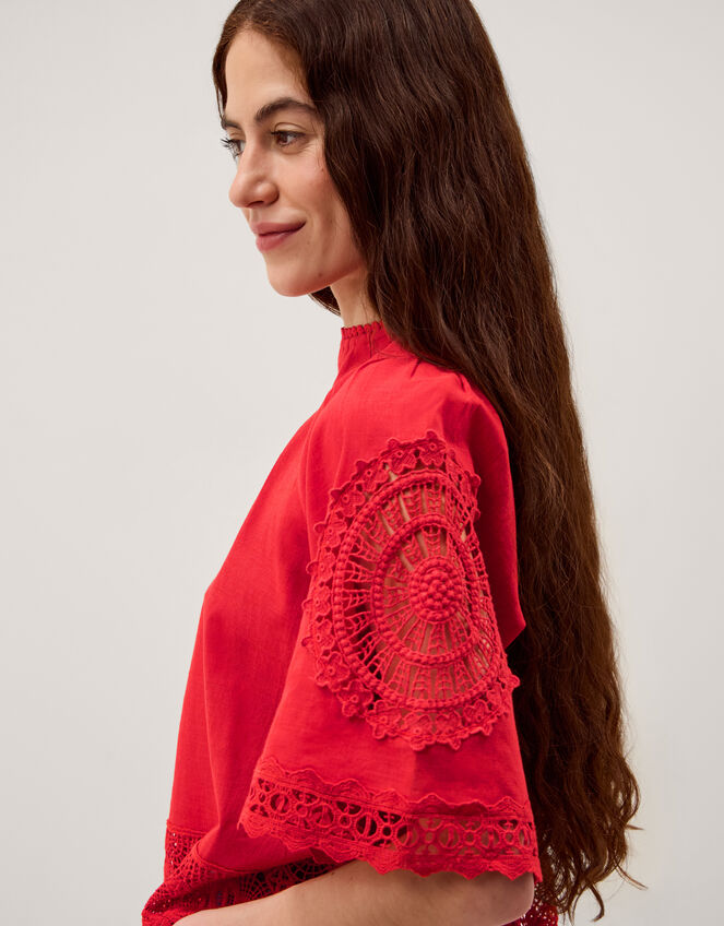 Emory Floral Lace Top Red