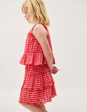 Strawberry Gingham Top & Skirt Set, Red (RED), large