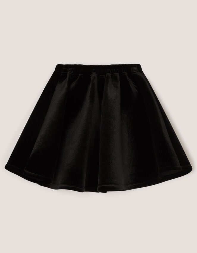 Sequin Bow Velvet Skirt, Black (BLACK), large