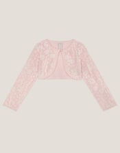 Emilia Lace Scallop Cardigan, Pink (PINK), large