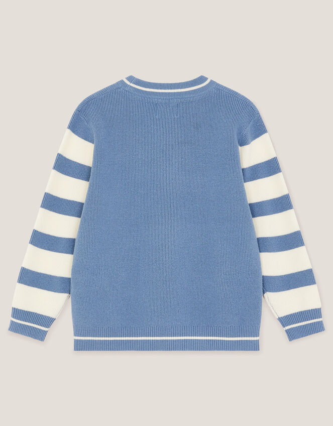 Embroidered Stripe Knit Jumper, Blue (BLUE), large