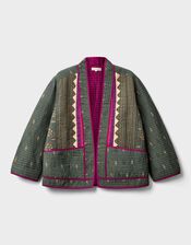 East Apate Quilted Kimono Jacket, Green (KHAKI), large