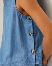 Nyla Button Side Tank Top, Blue (DENIM BLUE), large