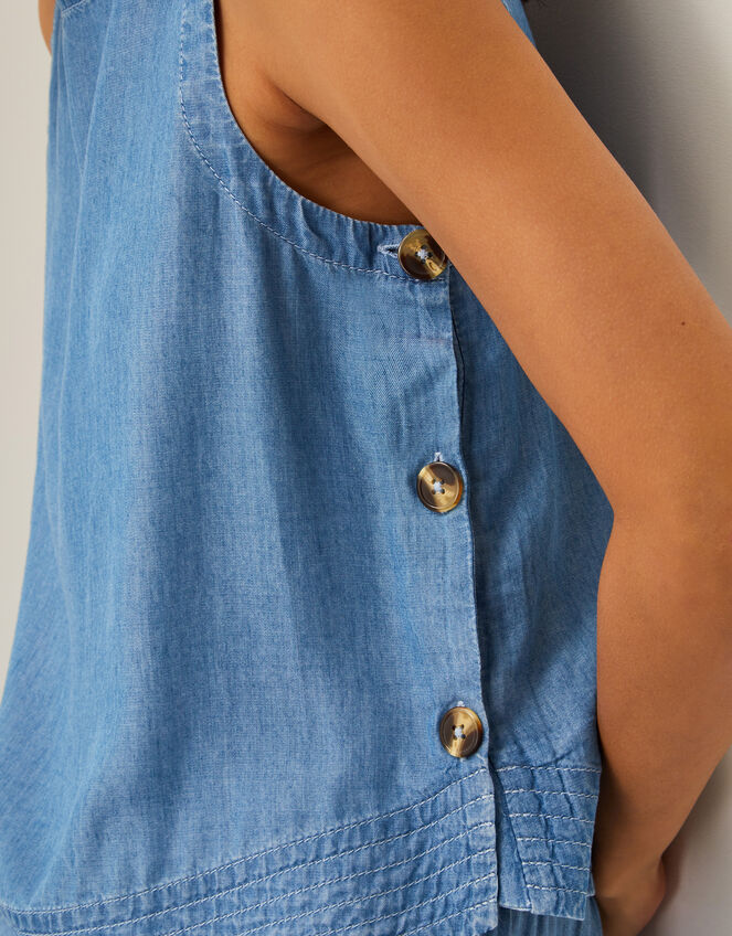 Nyla Button Side Tank Top, Blue (DENIM BLUE), large