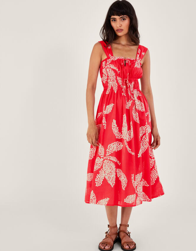 Palmera Midi Sundress in Navy with Palm Tree Embroidery Cotton