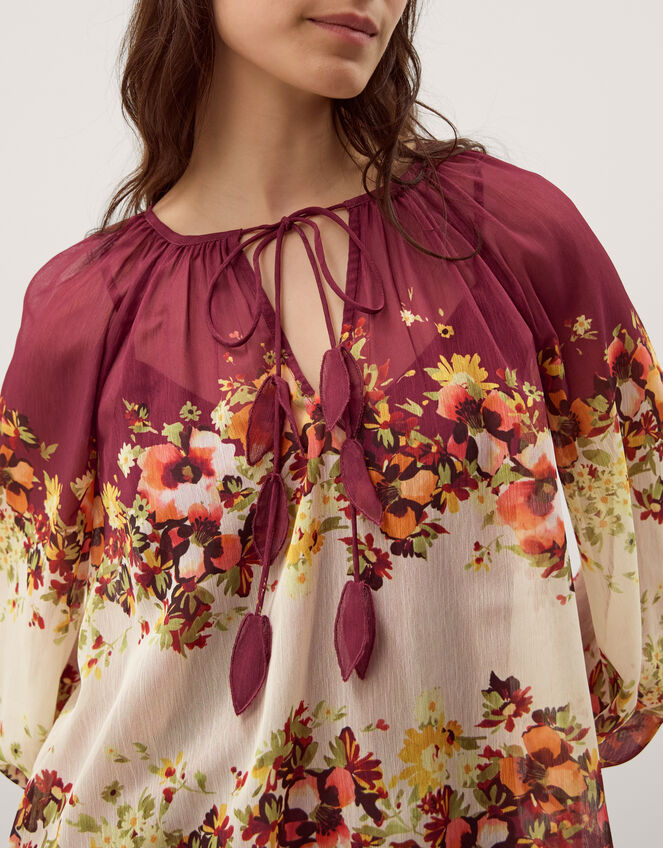 Parrie Balloon Sleeve Floral Blouse, Cream (CREAM), large