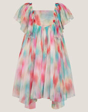 Ikat Flower Tulle Party Dress, Multi (MULTI), large