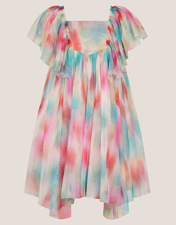 Ikat Flower Tulle Party Dress, Multi (MULTI), large