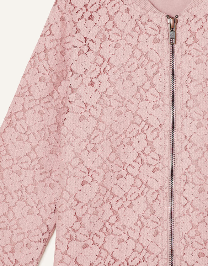 Lace Bomber Jacket, Pink (PALE PINK), large