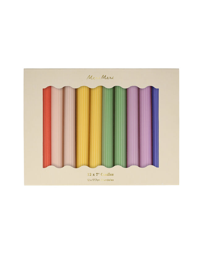 12-Pack Meri Meri Rainbow Ribbed Candles, , large