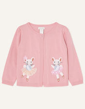 Baby Embroidered Mice Cardigan, Pink (PINK), large