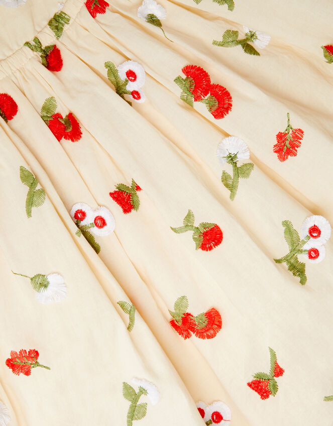 Puff Sleeve Floral Embroidered Dress, Ivory (IVORY), large