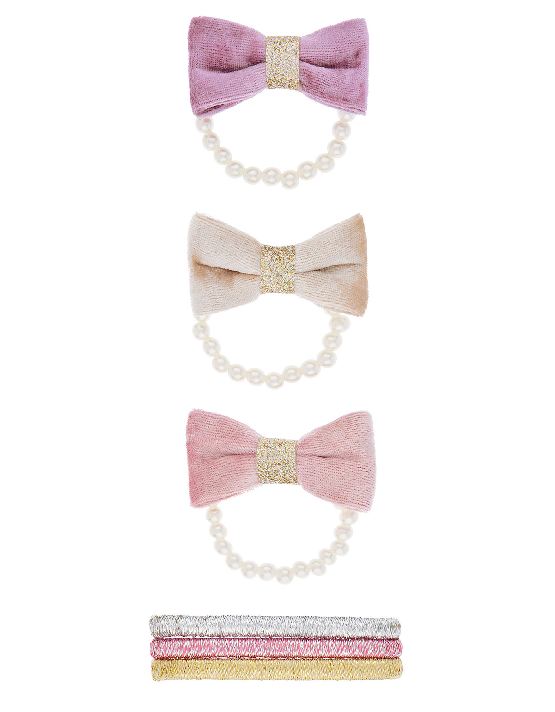 Pearly Velvet Bow Hair Band Set, , large