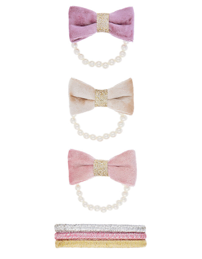 Pearly Velvet Bow Hair Band Set, , large
