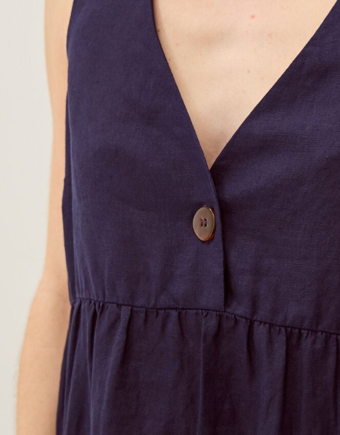 Posey Sleeveless Linen Midi Dress, Blue (NAVY), large
