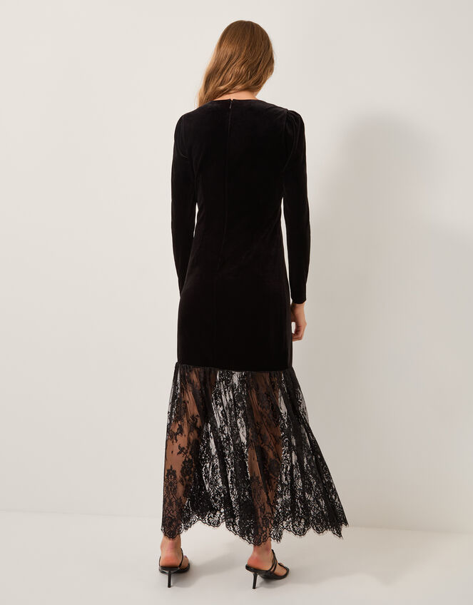 Verity Velvet Lace Maxi Dress, Black (BLACK), large