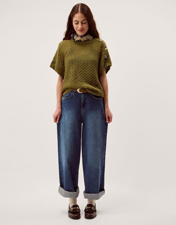 Bree Button Knit Jumper, Green (GREEN), large