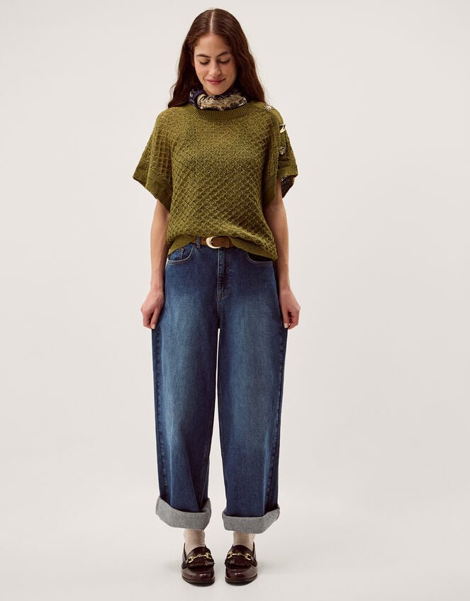 Bree Button Knit Jumper, Green (GREEN), large