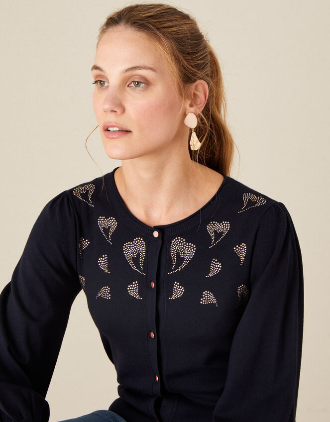 Heat-Seal Heart Cardigan, Blue (NAVY), large