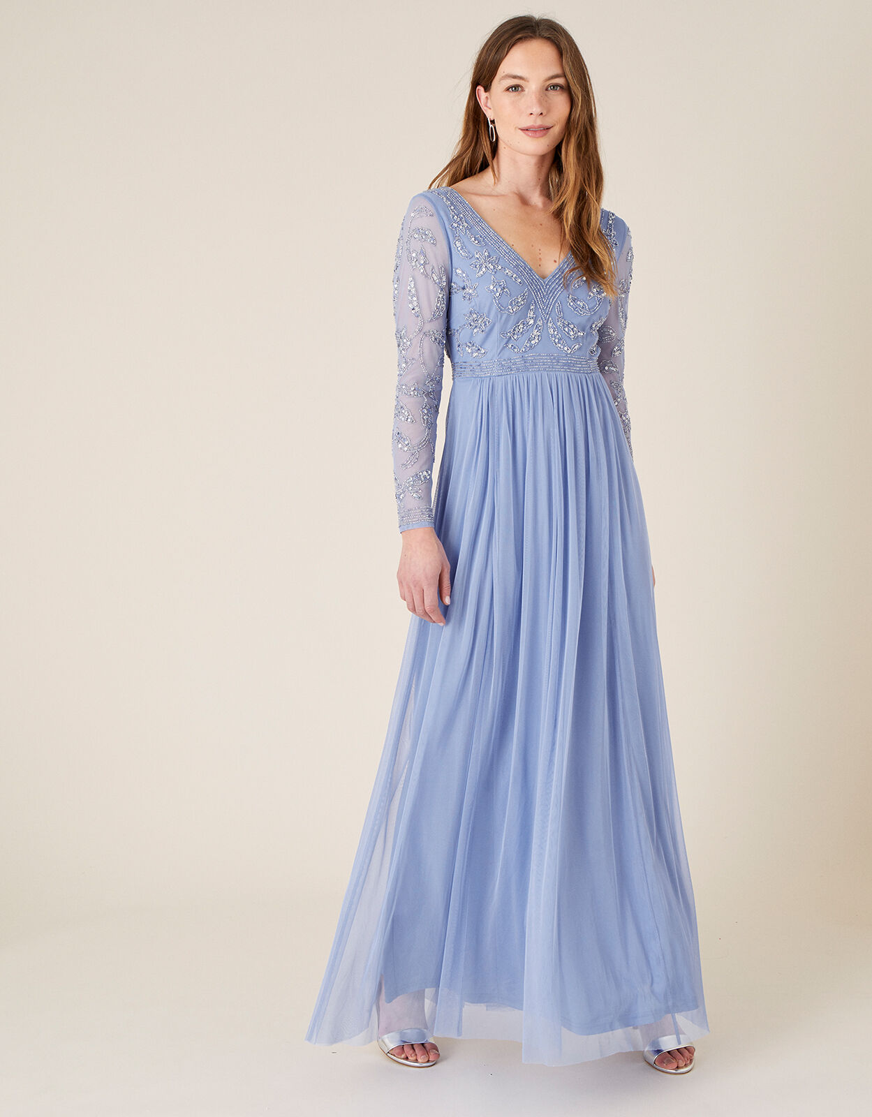 ARTISAN Leela Embroidered Maxi Dress Blue Evening Dresses Monsoon UK