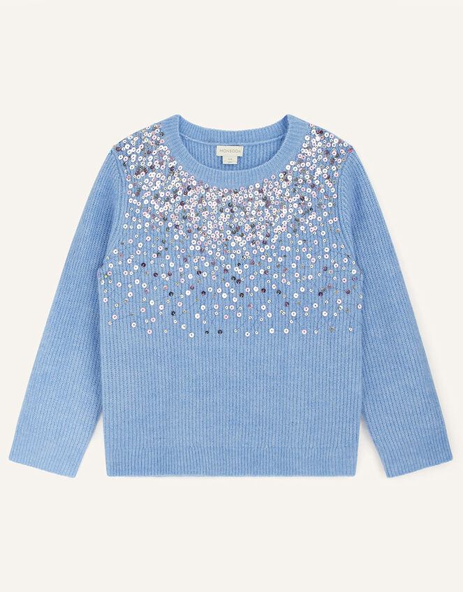 Sequin Knit Jumper, Blue (BLUE), large