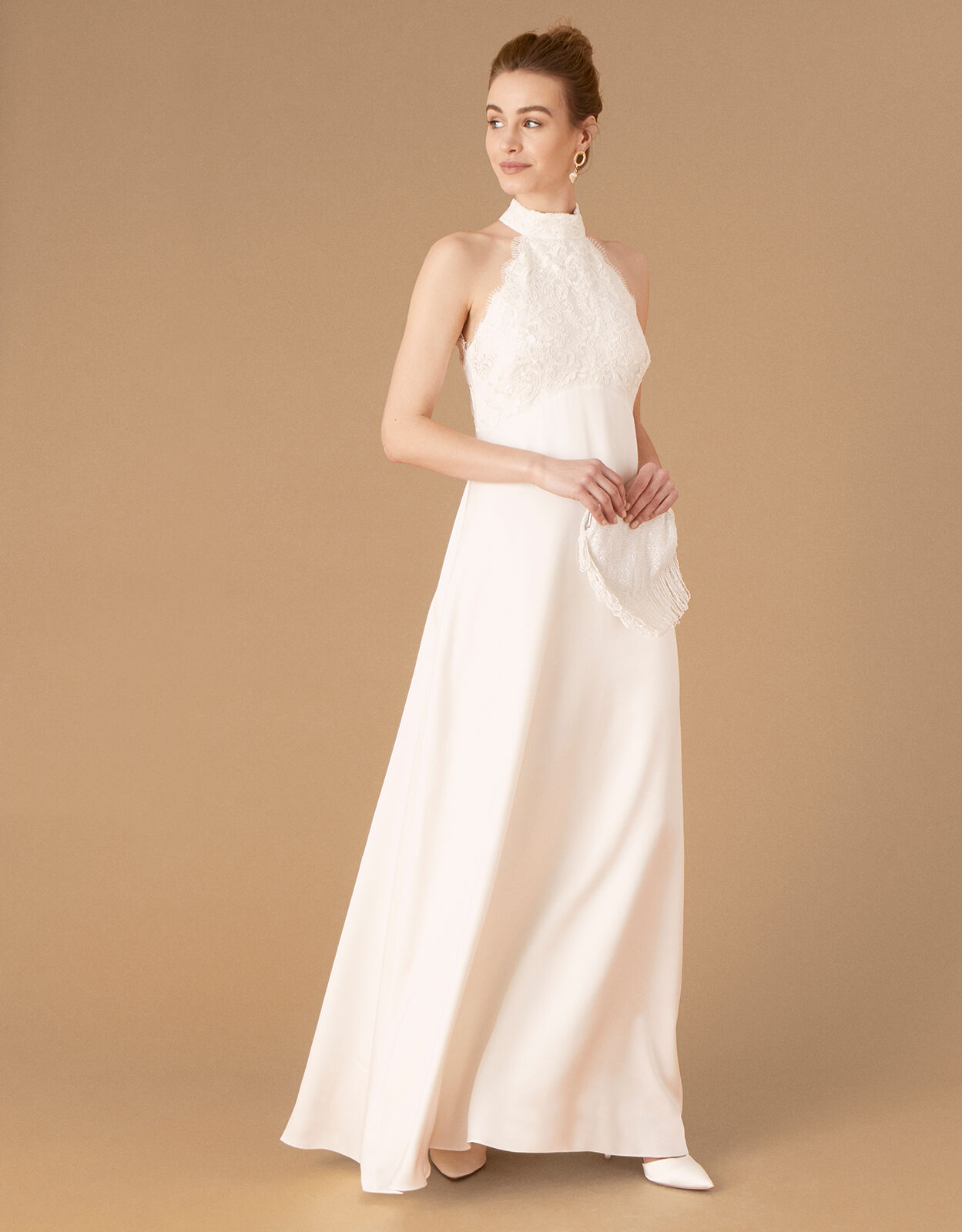 Ivory halter best sale maxi dress