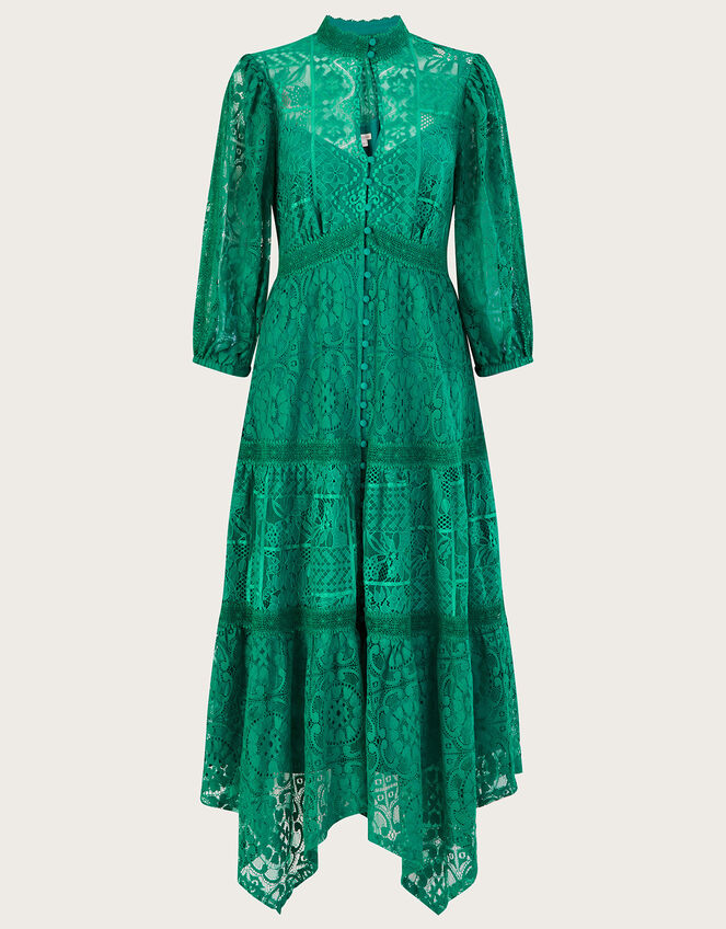 Rhea Lace Shirt Dress, Green (GREEN), large