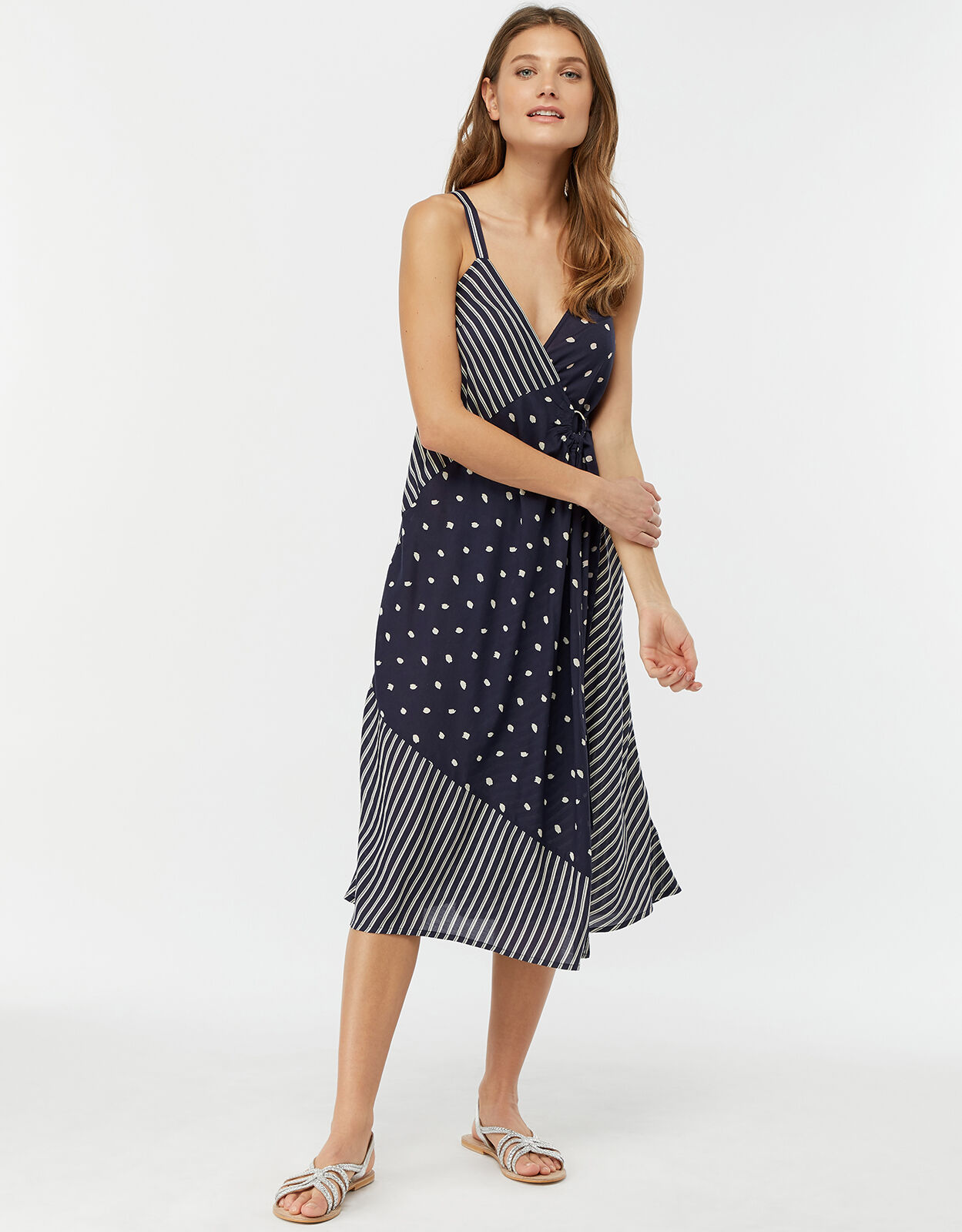 monsoon blue polka dot dress