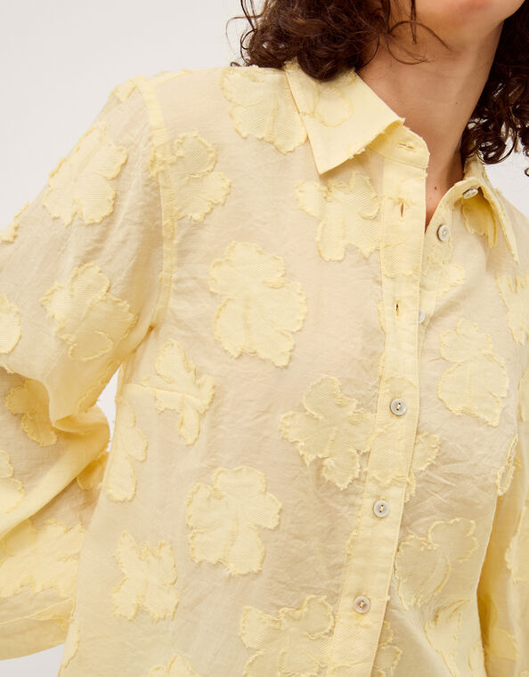 Tyra Floral Jacquard Shirt, Yellow (YELLOW), large