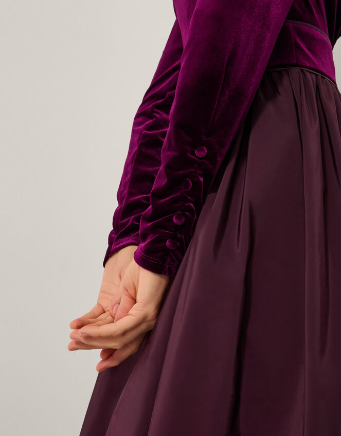 Vita Velvet Midi Dress, Purple (AUBERGINE), large