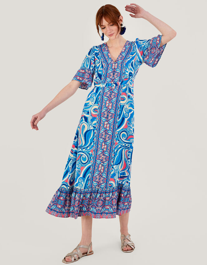 Raegan Contrast Print Dress with LENZING™ ECOVERO™ Blue | Maxi Dresses ...