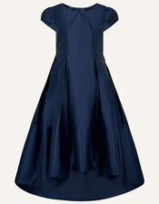 Katharine Duchess Twill High-Low Dress, Blue (NAVY), large