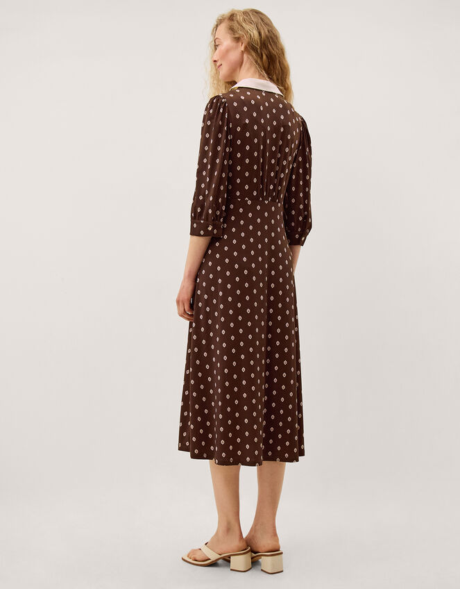 Janey Print Jersey Midi Dress, Brown (CHOCOLATE), large