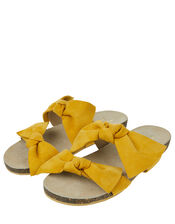 Betty Bow Suede Sandals, Yellow (OCHRE), large