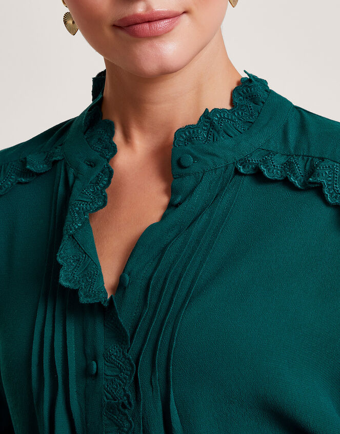 Prue Lacy Pintuck Blouse, Green (GREEN), large