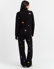 Chinti & Parker Wool Star Roll Neck Jumper, Black (BLACK), large