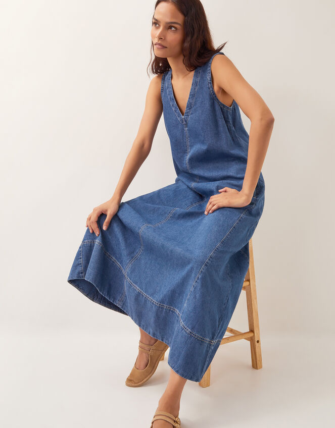 Tara A-Line Denim Dress, Blue (MID AUTHENTIC BLUE), large
