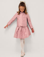 Bow Quilted Satin Jacket, Pink (PALE PINK), large