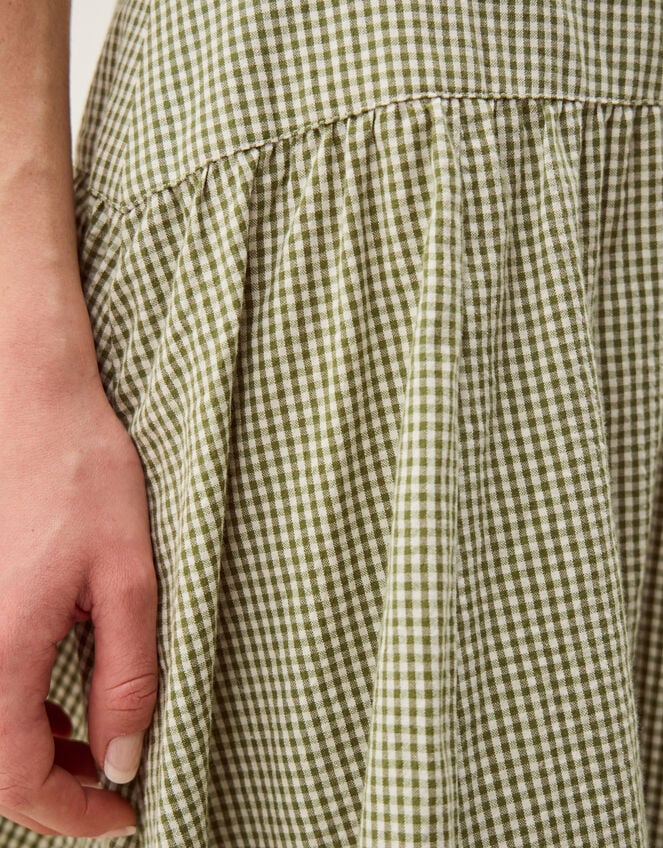 Gaia Gingham Midi Skirt, Green (GREEN), large